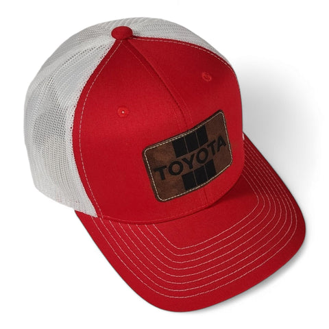 Toyota Laser Engraved Leatherette Patch Trucker Hat Cap