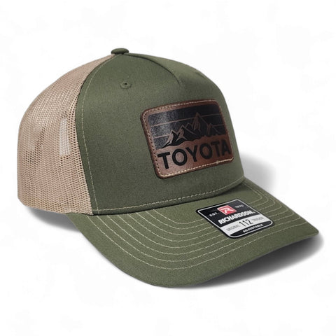 Toyota Mountains Laser Engraved Vintage Style Leatherette Patch Richardson 5 Panel Trucker Hat Cap