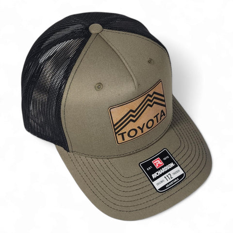 Toyota Topo Lines Contour Mountains Laser Engraved Leatherette Patch Trucker Hat Cap