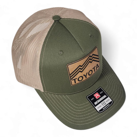 Toyota Topo Lines Contour Mountains Laser Engraved Leatherette Patch Trucker Hat Cap