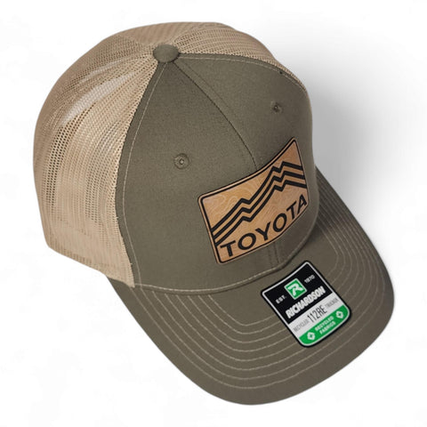 Toyota Topo Lines Contour Mountains Laser Engraved Leatherette Patch Trucker Hat Cap