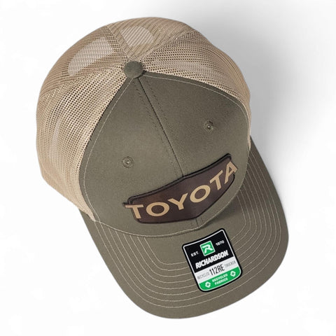 Vintage Style Toyota Gold Laser Engraved Vintage Style Leatherette Patch Trucker Hat Cap Richardson 112