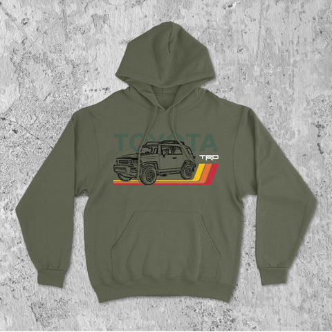 Toyota FJ Cruiser TRD Classic Stripes Lines Heritage Vintage Hoodie Hooded Sweater Sweatshirt