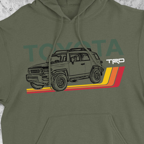 Toyota FJ Cruiser TRD Classic Stripes Lines Heritage Vintage Hoodie Hooded Sweater Sweatshirt