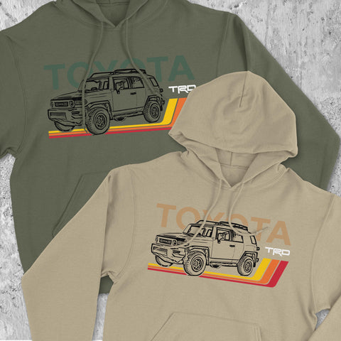 Toyota FJ Cruiser TRD Classic Stripes Lines Heritage Vintage Hoodie Hooded Sweater Sweatshirt