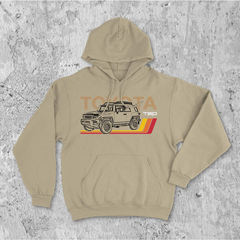 Toyota FJ Cruiser TRD Classic Stripes Lines Heritage Vintage Hoodie Hooded Sweater Sweatshirt