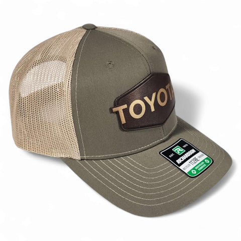 Vintage Style Toyota Gold Laser Engraved Vintage Style Leatherette Patch Trucker Hat Cap Richardson 112
