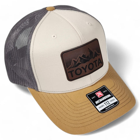 Toyota Mountains Laser Engraved Vintage Style Leatherette Patch Trucker Richardson 112 Hat Cap