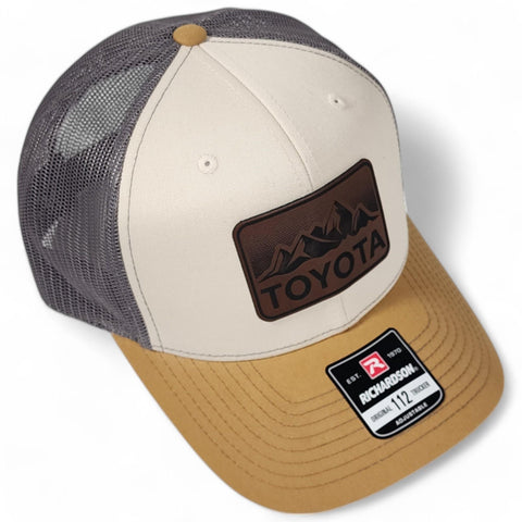 Toyota Mountains Laser Engraved Vintage Style Leatherette Patch Trucker Richardson 112 Hat Cap