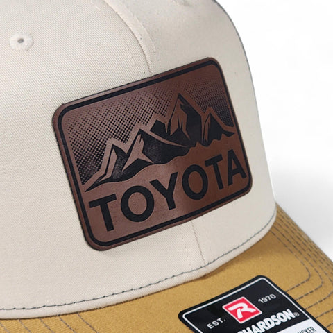 Toyota Mountains Laser Engraved Vintage Style Leatherette Patch Trucker Richardson 112 Hat Cap