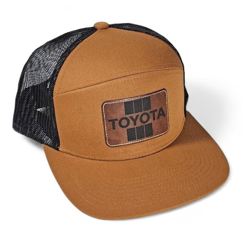 Vintage Style Toyota Laser Engraved Leatherette Patch Trucker Hat Cap